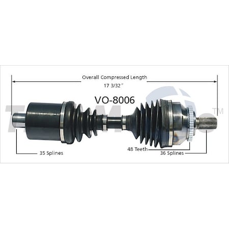 Surtrack Axle Cv Axle Shaft, Vo-8006 VO-8006